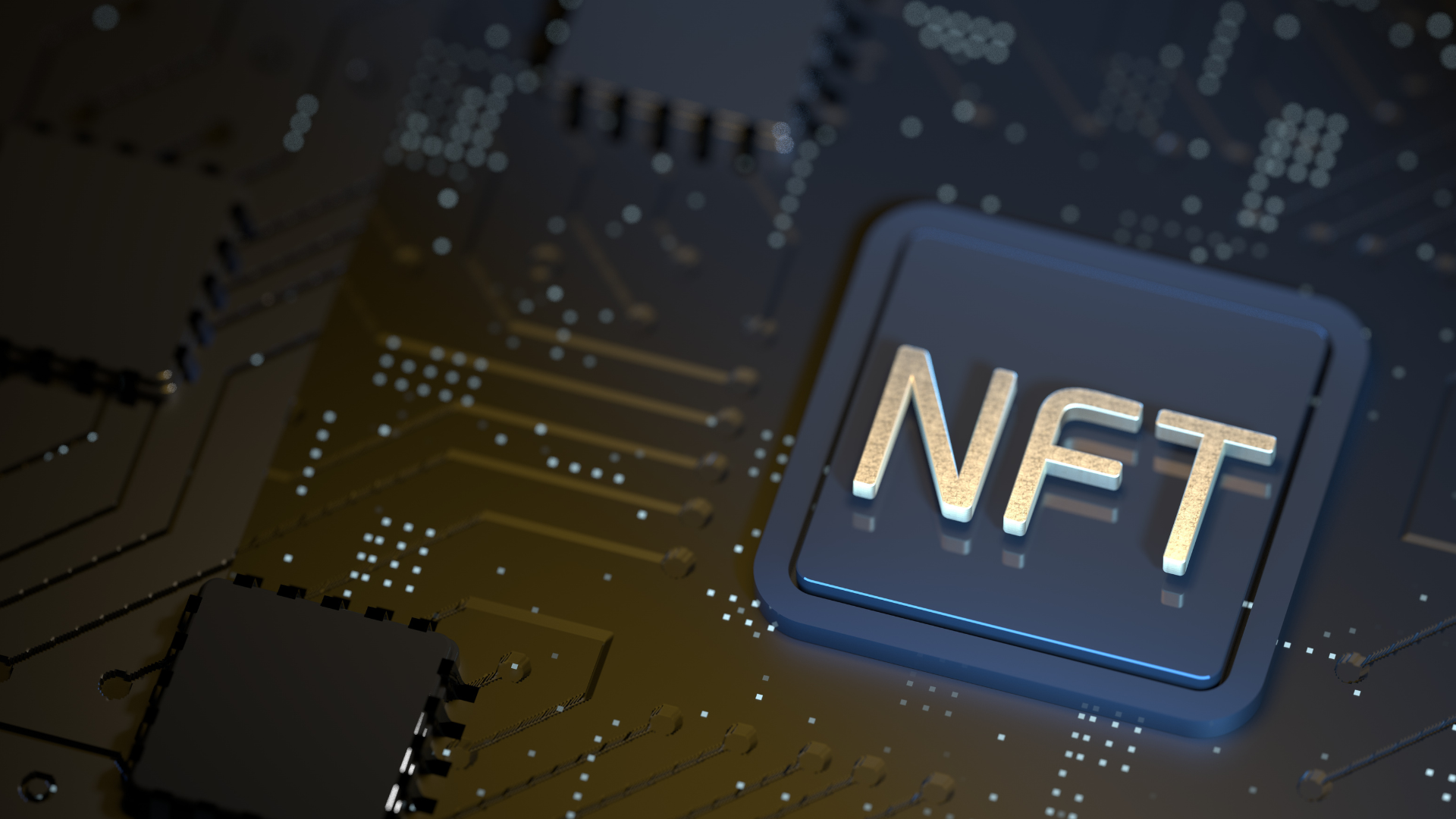 NFT text written on circuit board