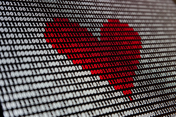 Binary code making a heart