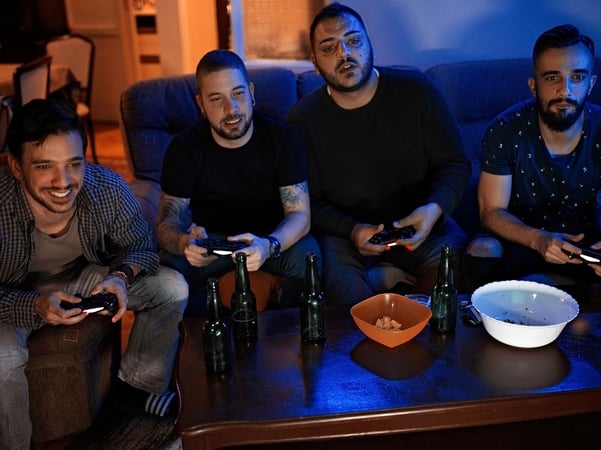 Boys playing video games