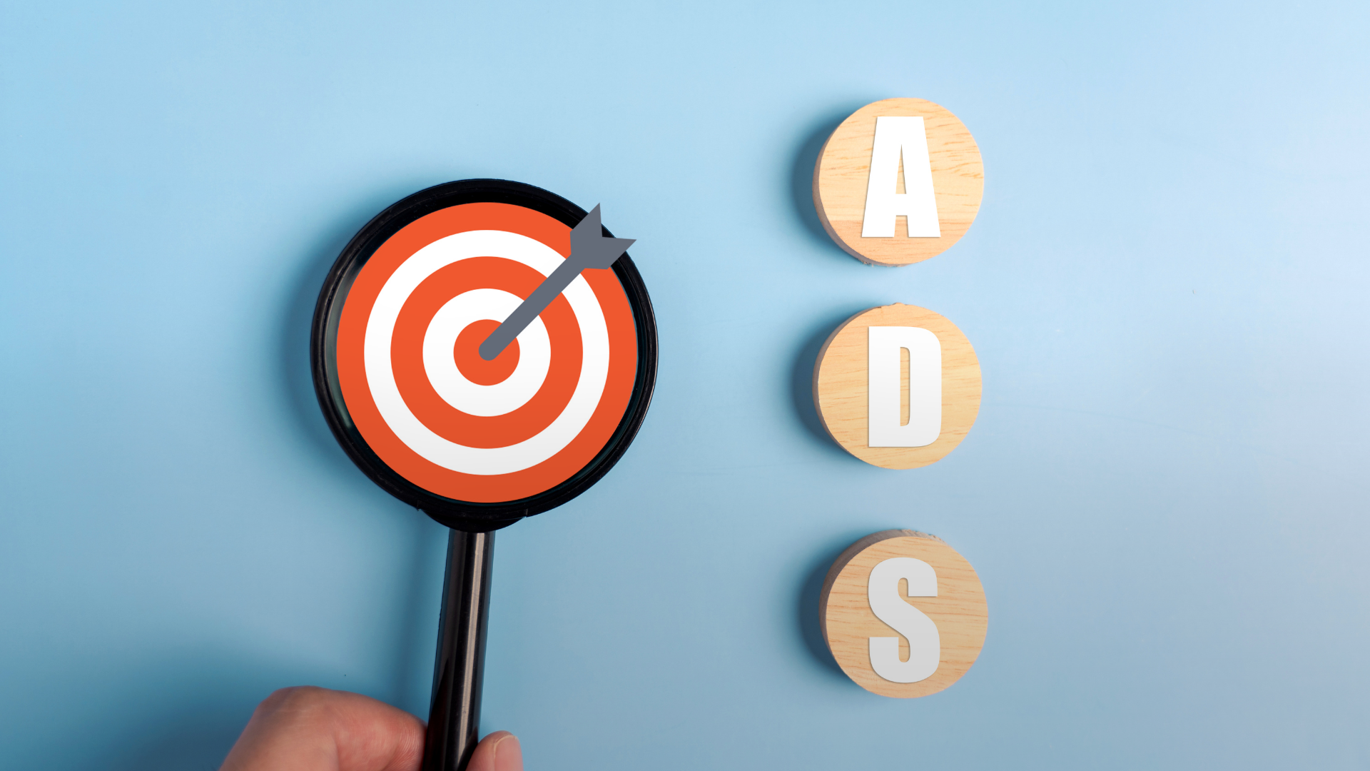 Bullseye and blocks that says Ads