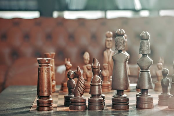 Chess pieces on board