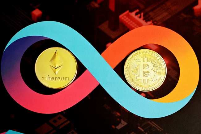 Cryptocurrencies in infinity symbol