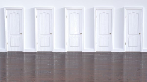 Five white doors