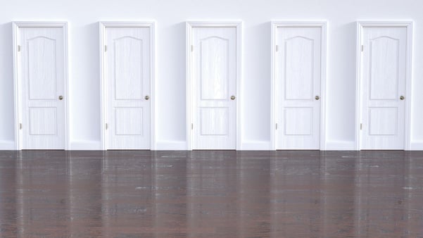 Five white doors