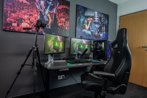 Gaming room with two monitors