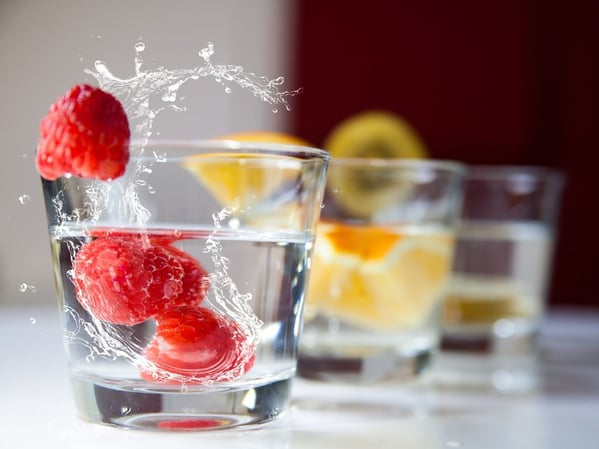 Glasses filled with water
