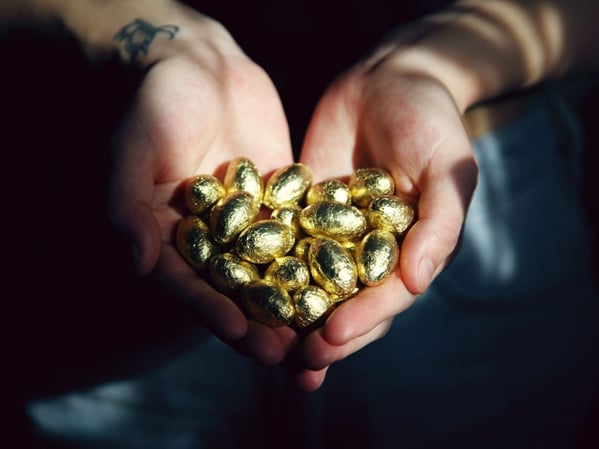 Golden chocolate eggs