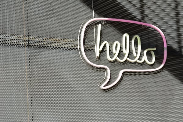 "Hello" neon sign