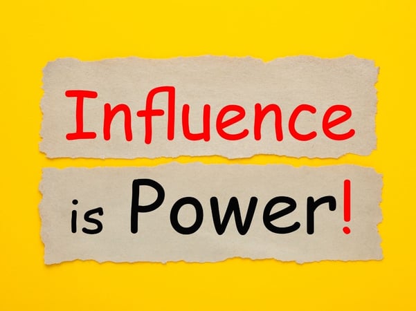 Influence is power on yellow background