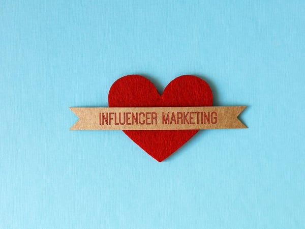 Influencer marketing on red heart