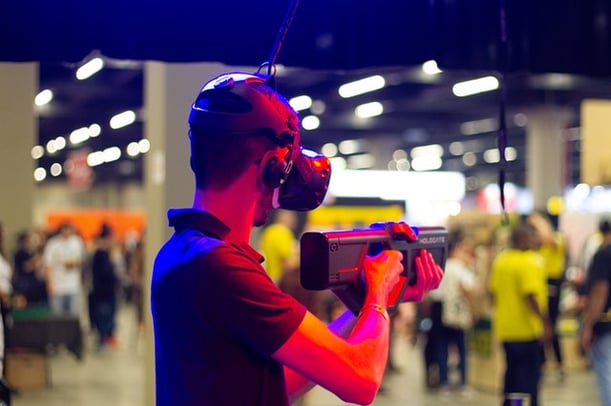 Man playing in VR