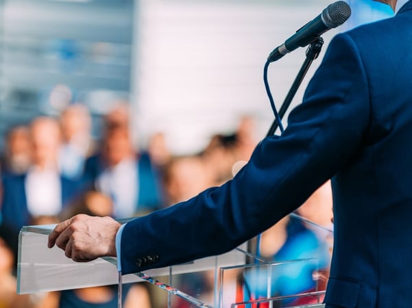 Man speaking on the mic