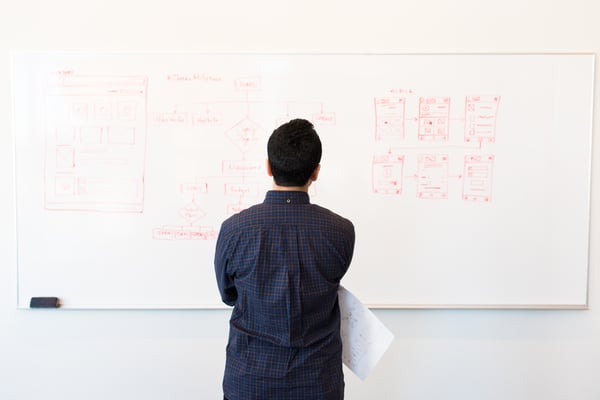 Man standing before a whiteboard