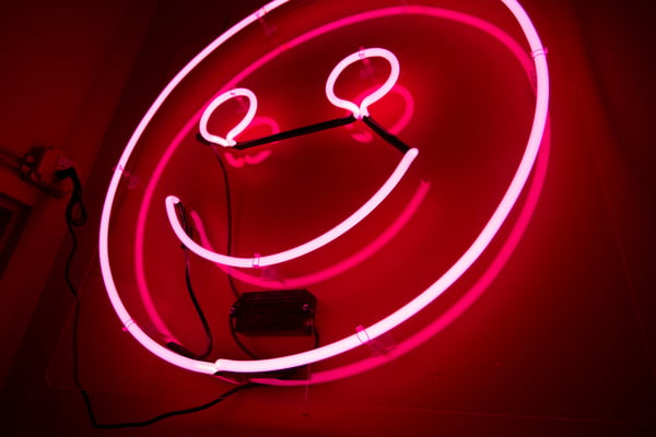 Neon light smiley face