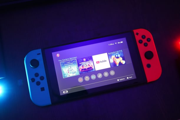 Nintendo switch console turned on