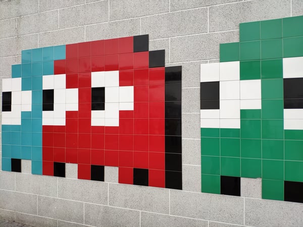 Pac-Man art on wall