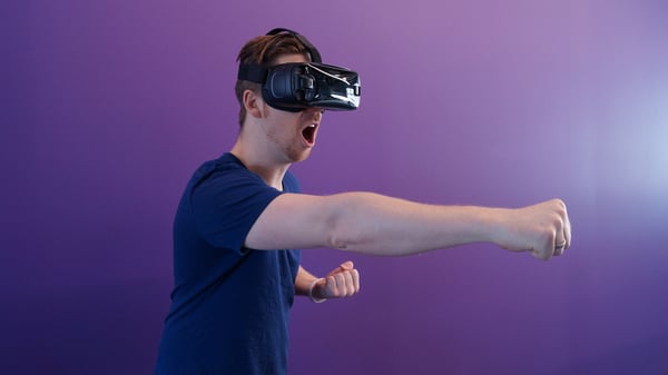 Person playing virtual reality game