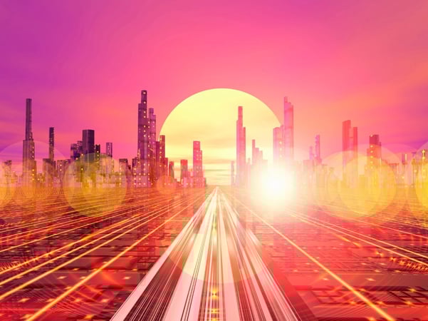Pink skyline city