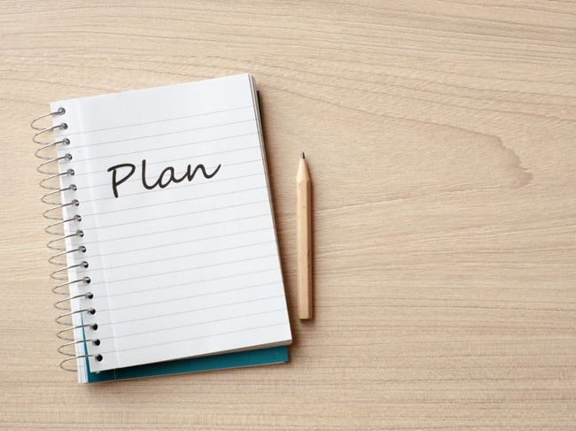 Plan text on a notebook