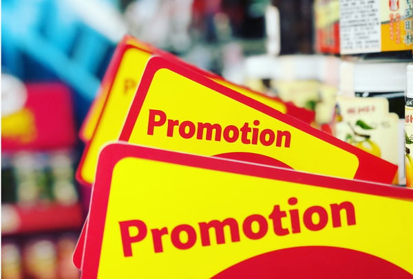 Promotional signs at a store