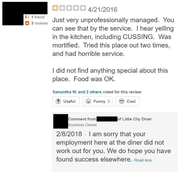 Response to feedback for a business