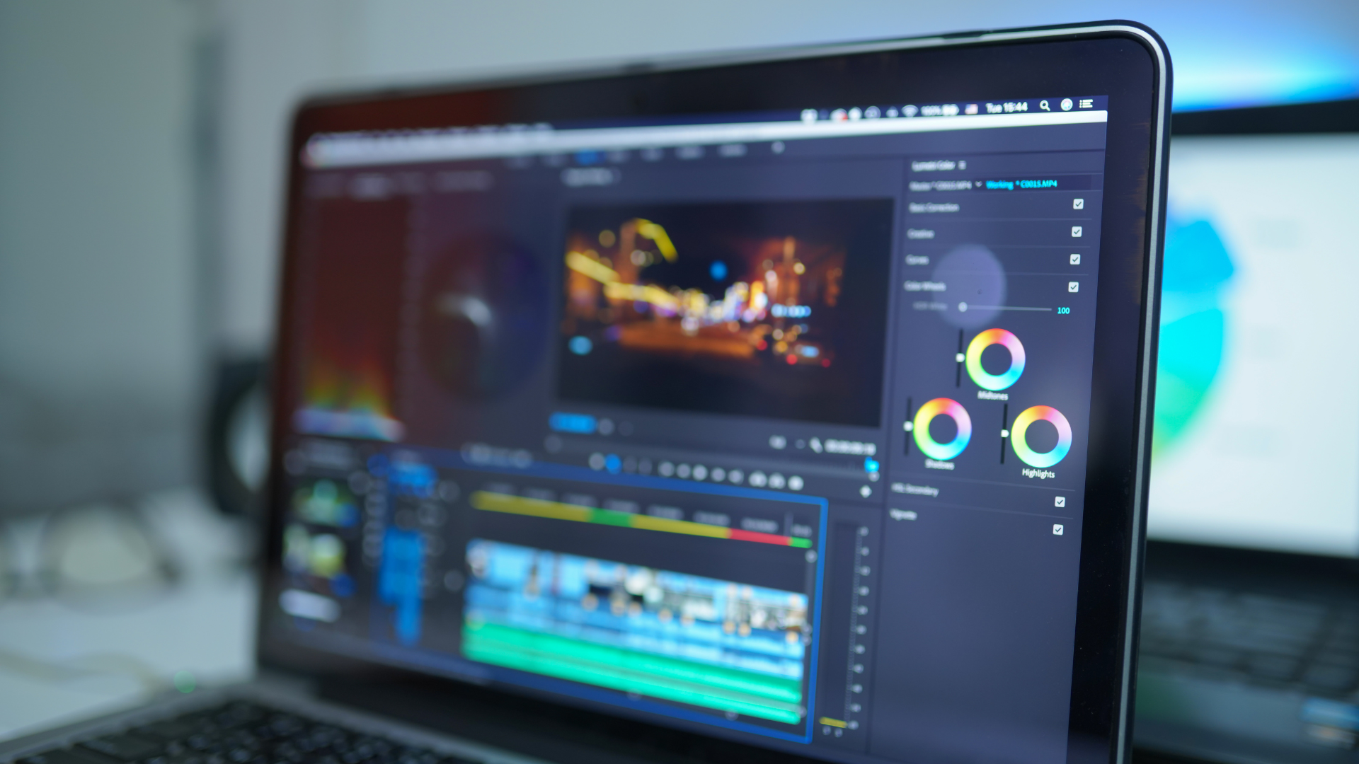 Laptop screen displaying video editing tool