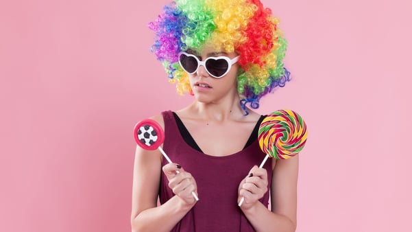 Woman with clown hair