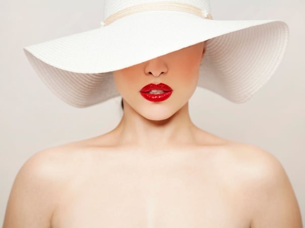 Woman with red lips