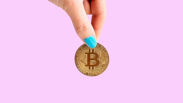 bitcoin on pink background