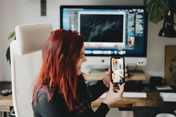 Girl holding smartphone