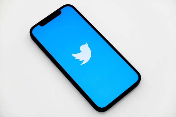 Twitter logo on mobile phone